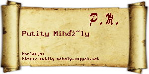 Putity Mihály névjegykártya